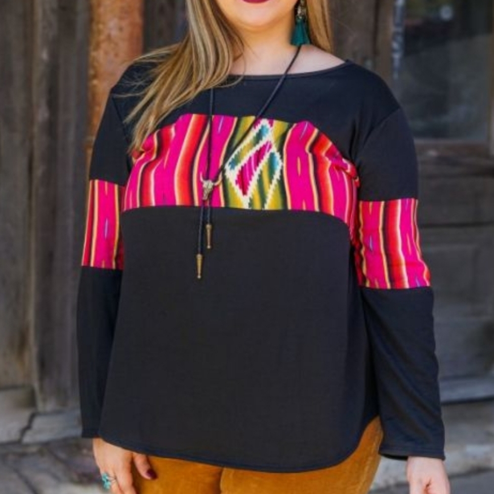 Pink Serape long Sleeve stripe